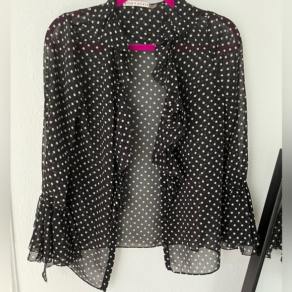 Alice + Olivia polka dot button down sz XS - Picture 2 of 8